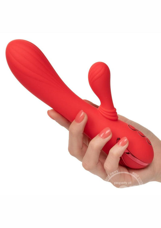 California Dreaming Palisades Passion Rechargeable Silicone Rabbit Vibrator - Red