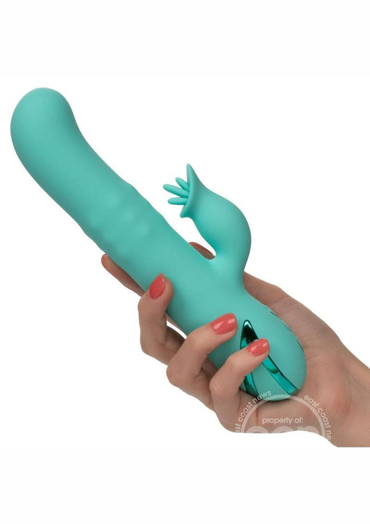 California Dreaming Bel Air Bombshell Rechargeable Silicone Vibrator with Clitoral Stimulator - Blue