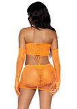 Leg Avenue Strappy Lace Tube Dress and Matching Gloves (2 pieces) - O/S - Orange