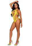 Leg Avenue Lace Cut Out Strappy Bodysuit - O/S - Yellow