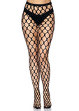 RHINESTONE JUMBO POTHOLE TIGHTS- O/S - BLACK