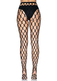 RHINESTONE JUMBO POTHOLE TIGHTS- O/S - BLACK