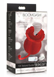 Inmi Bloomgasm Royalty Rose Rechargeable Silicone Textured Suction Clitoral Stimulator - Red