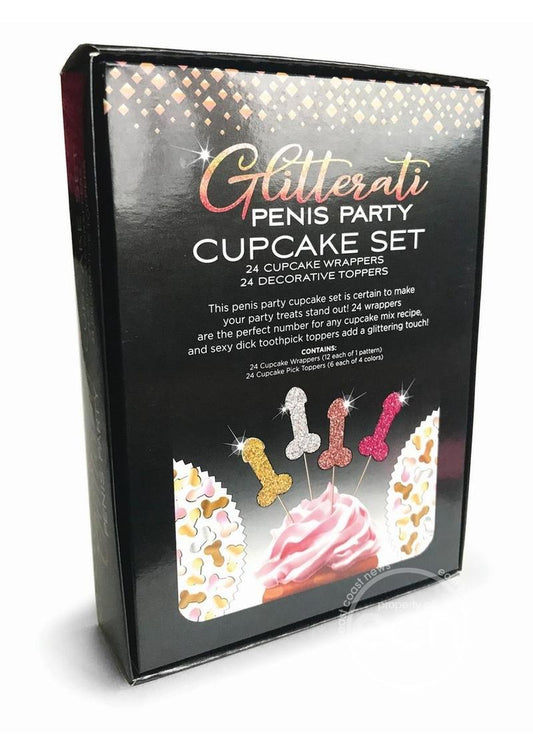 Glitterati Penis Party Cupcake Set (48 pieces) - Multicolor