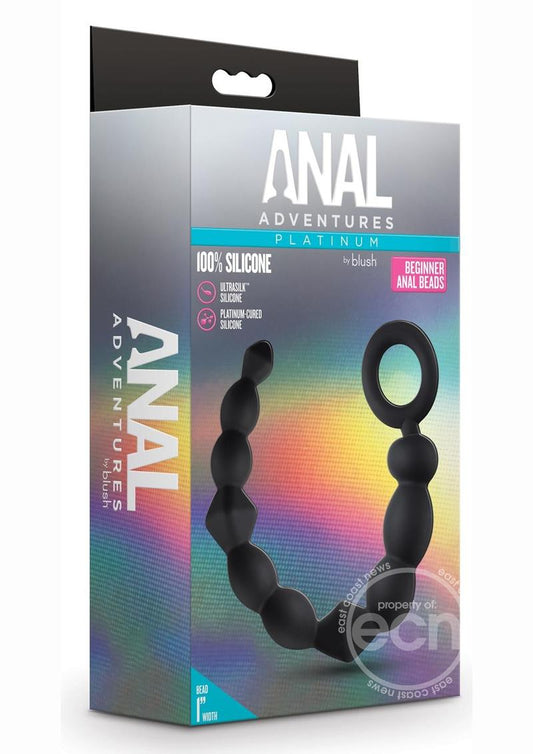 Anal Adventures Platinum Silicone Beginner Anal Beads - Black