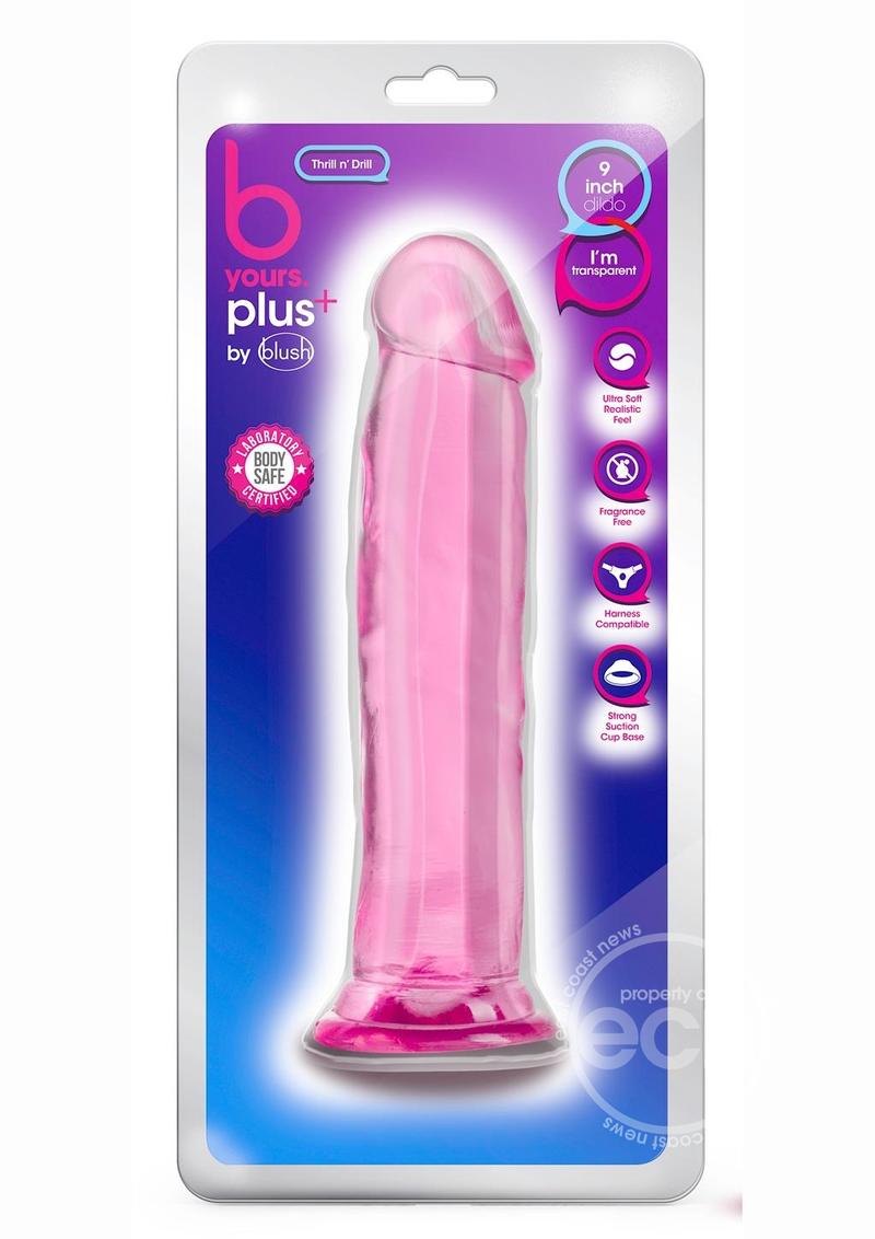 B Yours Plus Thrill n' Drill Realistic Dildo 9in - Pink