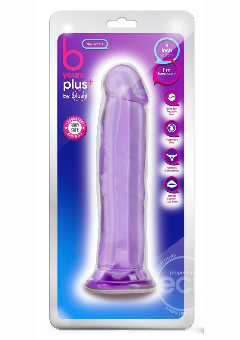 B Yours Plus Thrill n' Drill Realistic Dildo 9in - Purple