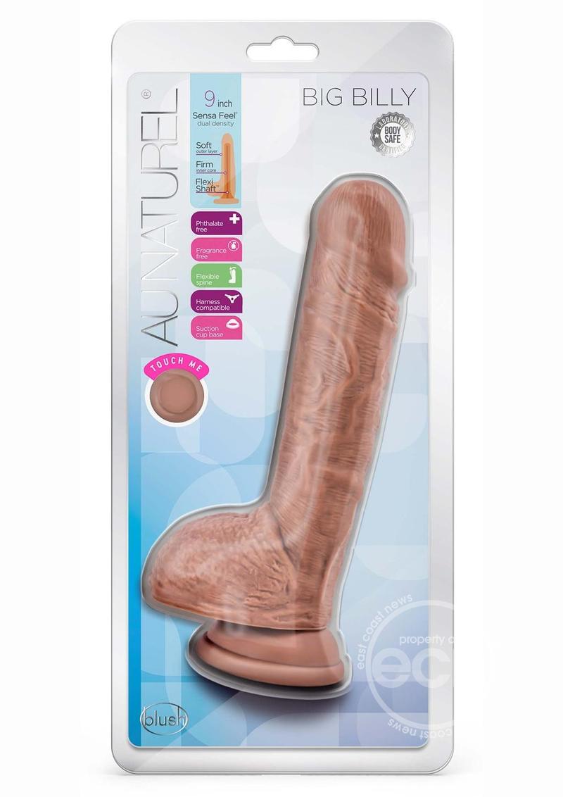 Au Naturel Big Billy Dual Dense Dildo with Balls 9in - Caramel