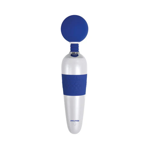 Evolved On The Dot Rechargeable Silicone Flexible Head Wand Vibrator Blue/White