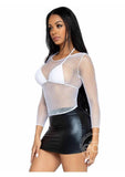 Leg Avenue Spandex Long Sleeved Industrial Net shirt - O/S - White