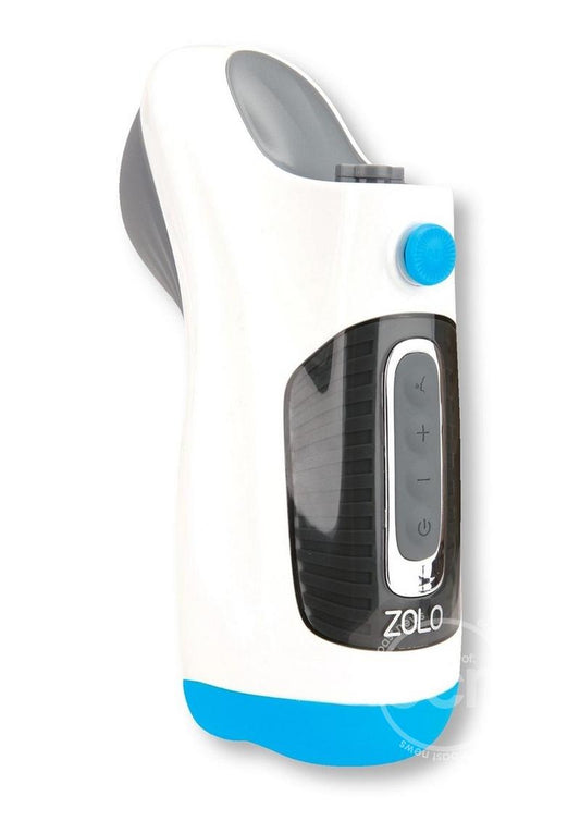 Zolo Blow Gun Rechargeable Silicone Masturbator - White/Blue