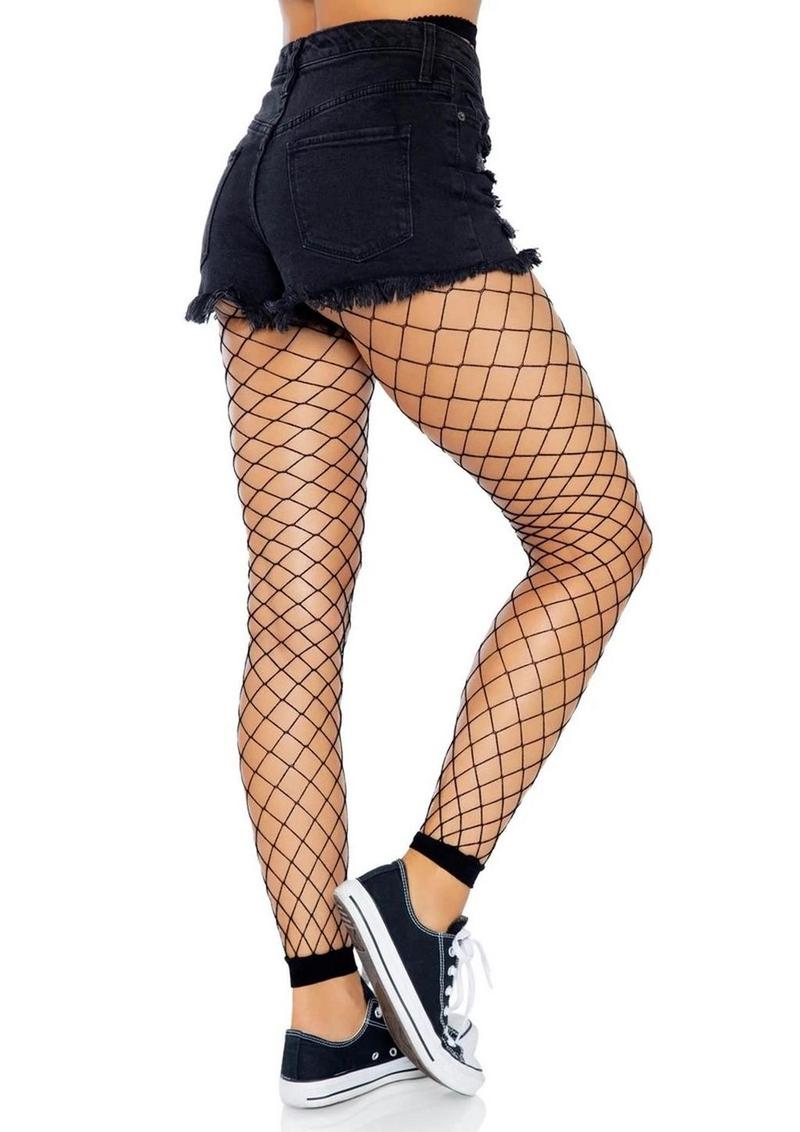 Diamond Net Footless Tights O/S BLACK