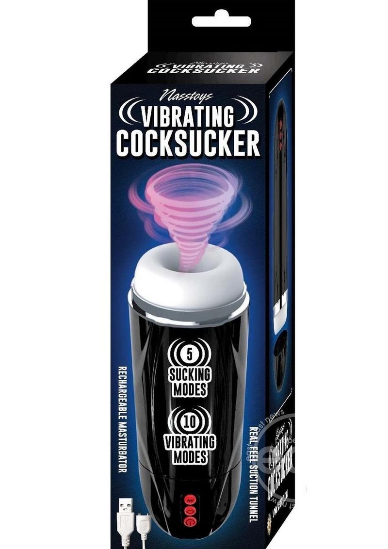 Vibrating Cocksucker Rechargeable Masturbator - Black