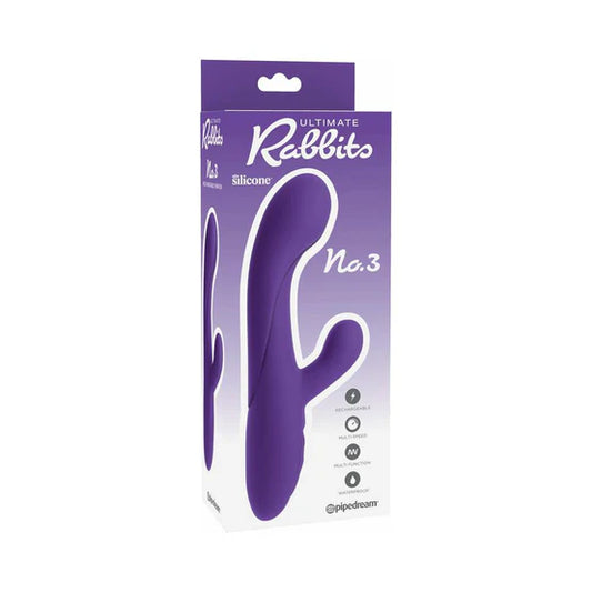 Ultimate Rabbits No 3 Vibrator Multi Speed Waterproof Rechargeable Dual Stimulation Vibrator - Plum