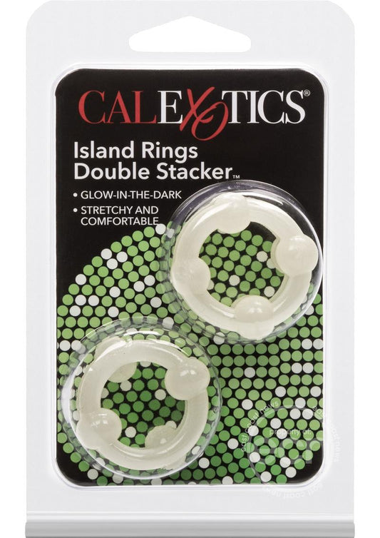 Island Rings Double Stacker Cock Rings (2 piece set) - Glow in The Dark