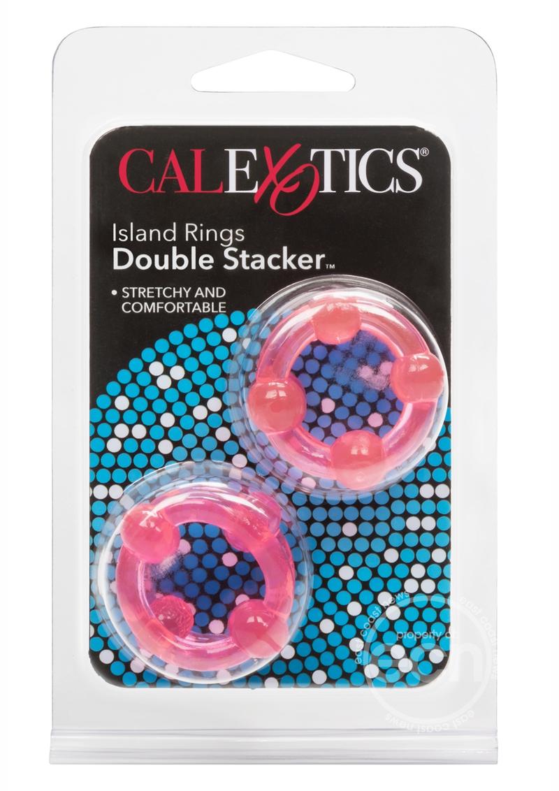 Island Rings Double Stacker Cock Rings (2 piece set) - Pink