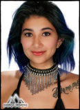 BLACK LEATHER COLLAR WITH WATERFALL CHAINS