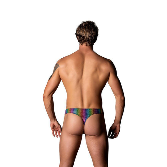 Male Power Pack & Play Thong with Front Condom Pouch Rainbow