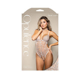 Fantasy Lingerie Opulence Metallic Embroidered Teddy with Pearl Harness & Open Pearl Crotch