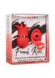 French Kiss Suck & Play Rechargeable Silicone Interchangeable Set - Red