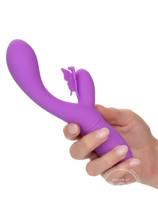 Rechargeable Butterfly Kiss Flutter Silicone Rabbit Vibrator - Purple