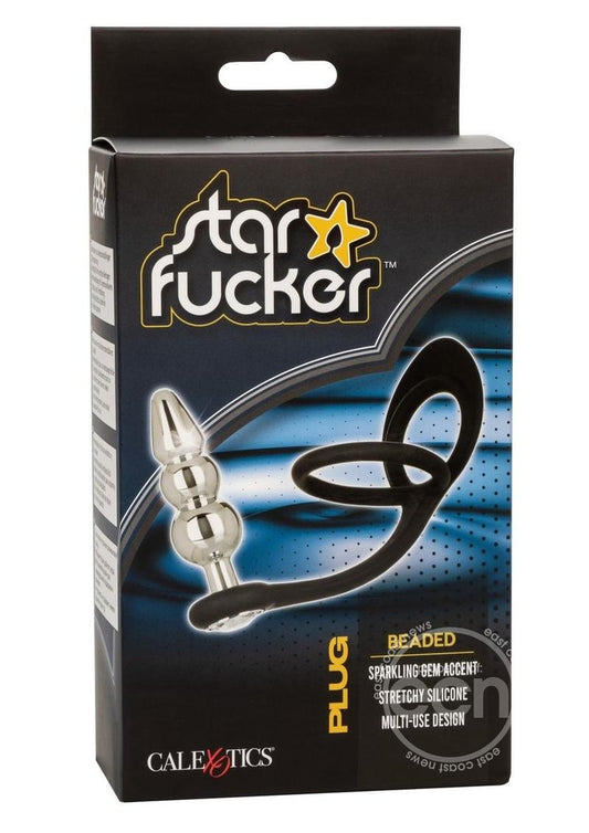 Star Fucker Beaded Plug Silicone Dual Enhancer - Black