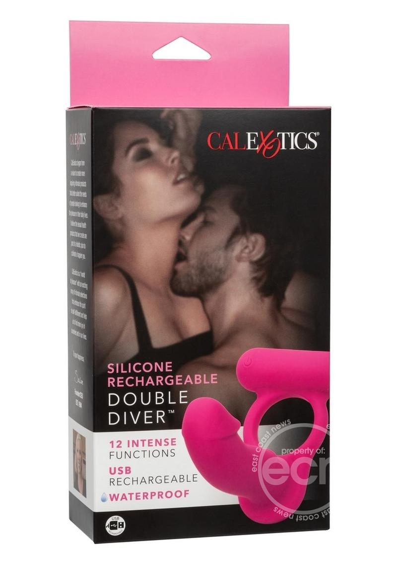 Silicone Rechargeable Double Diver Couples Ring - Pink