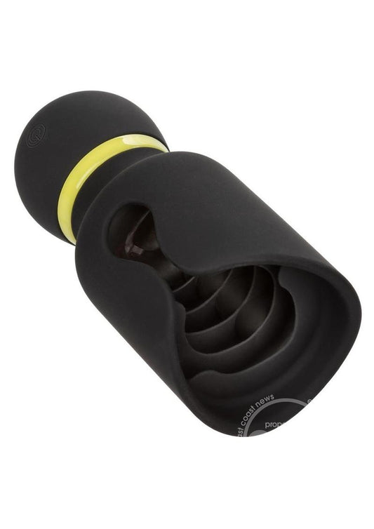 Boundless Flickering Rechargeable Silicone Stroker - Black