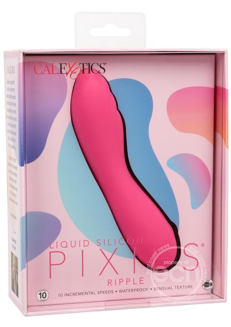 Liquid Silicone Pixies Ripple Rechargeable Vibrator - Pink