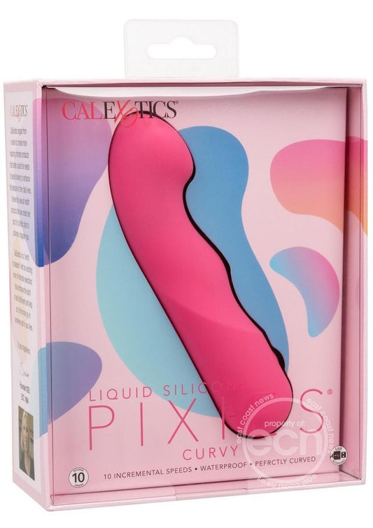 Liquid Silicone Pixies Curvy Rechargeable Vibrator - Pink