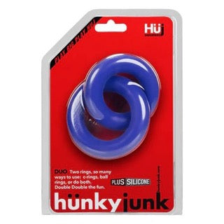 Hunkyjunk DUO linked cock/ball rings - Cobalt