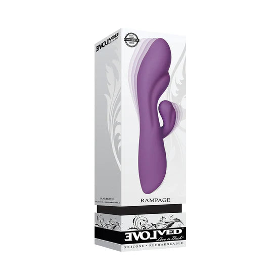 Evolved Rampage Rechargeable Silicone Dual Stimulator Purple