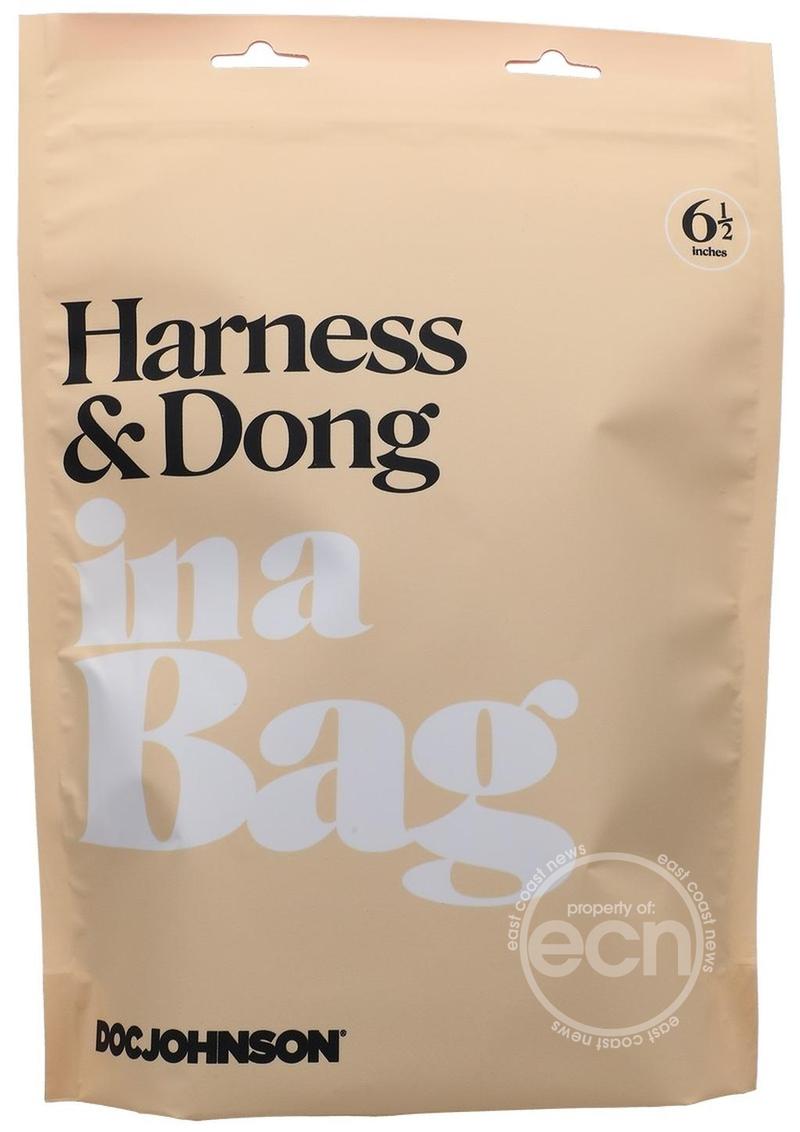 In a Bag Vegan Leather Silicone Harness and Dong - Black