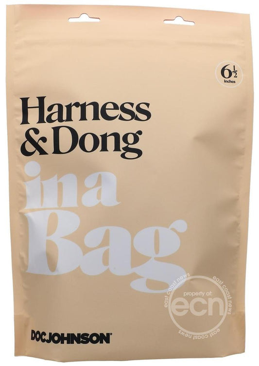 In a Bag Vegan Leather Silicone Harness and Dong - Black