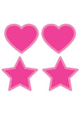 Peekaboo Glow In The Dark Hearts & Stars Pasties - Hot Pink