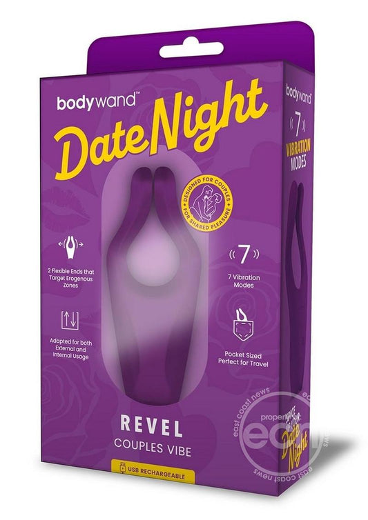 Bodywand Date Night Revel Silicone Rechargeable Couples Vibrator - Purple