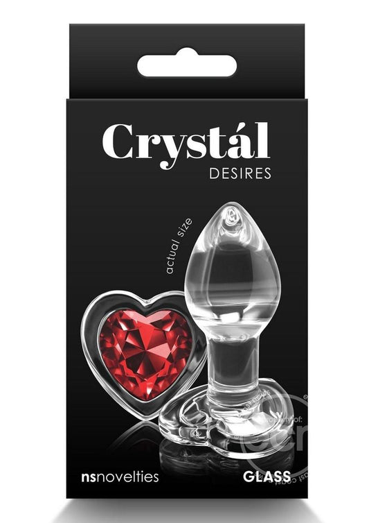 Crystal Desires Red Heart Glass Anal Plugs - Small