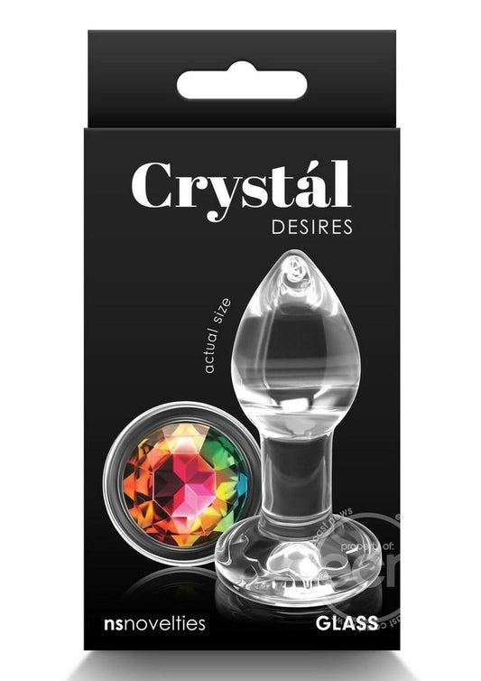 Crystal Desires Rainbow Gem Glass Anal Plugs - Small