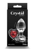 Crystal Desires Red Heart Glass Anal Plugs - Medium