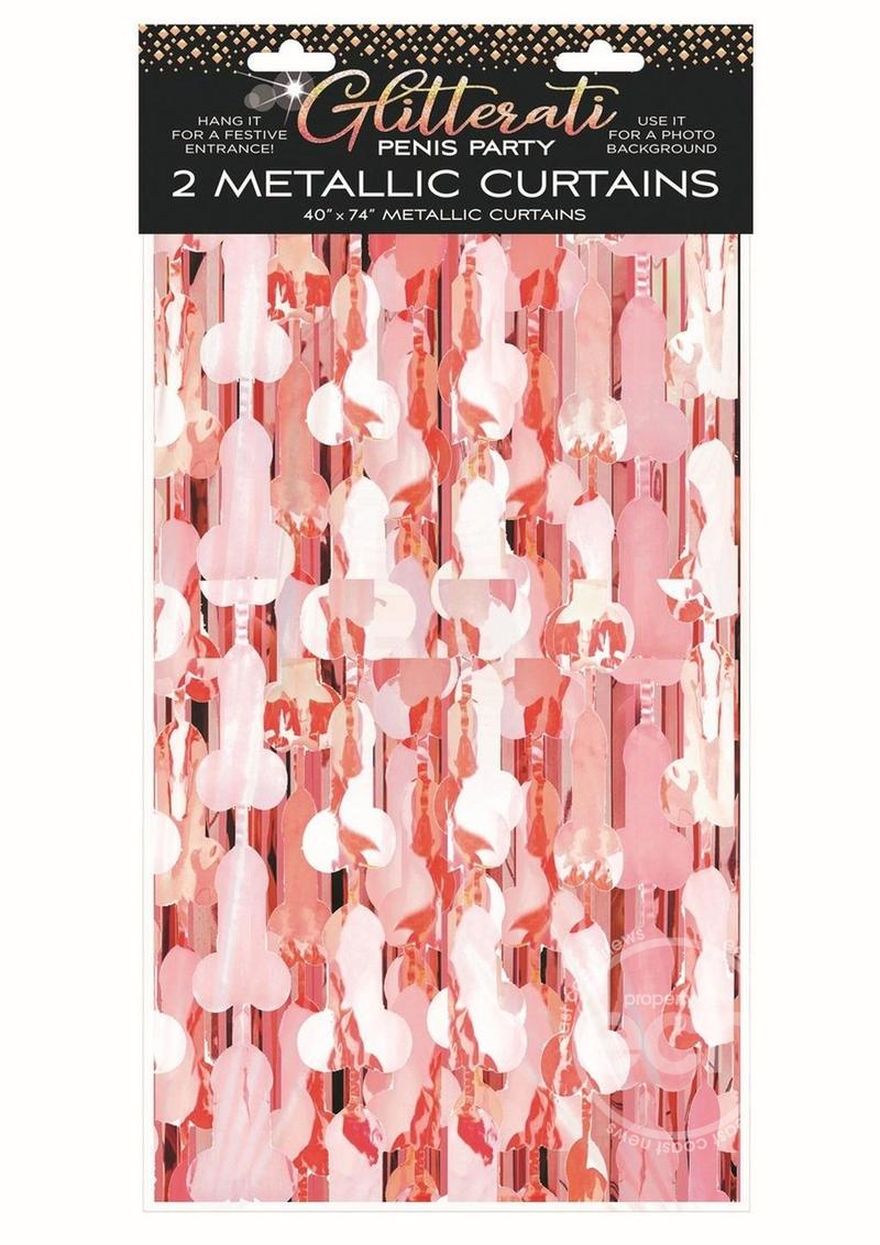 Glitterati Penis Foil Curtains (2 Piece Set) - Rose Gold/Black