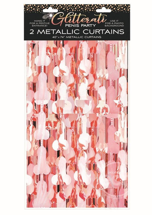 Glitterati Penis Foil Curtains (2 Piece Set) - Rose Gold/Black