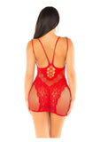 Leg Avenue Lace and Net Mini Dress with Dual Strap Detail - OS