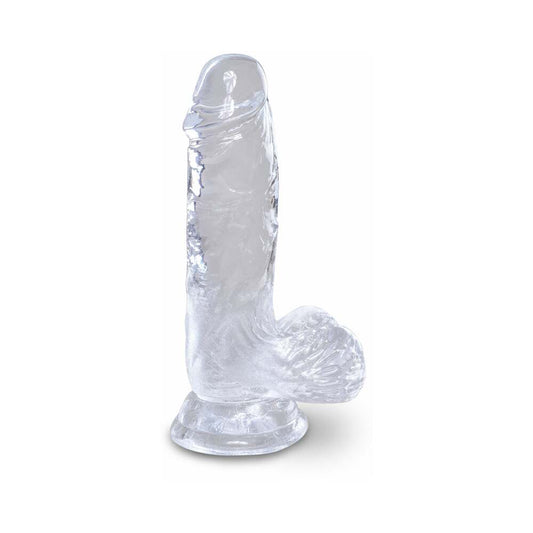 Pipedream King Cock Clear 5 in. Cock With Balls Realistic Suction Cup Dildo