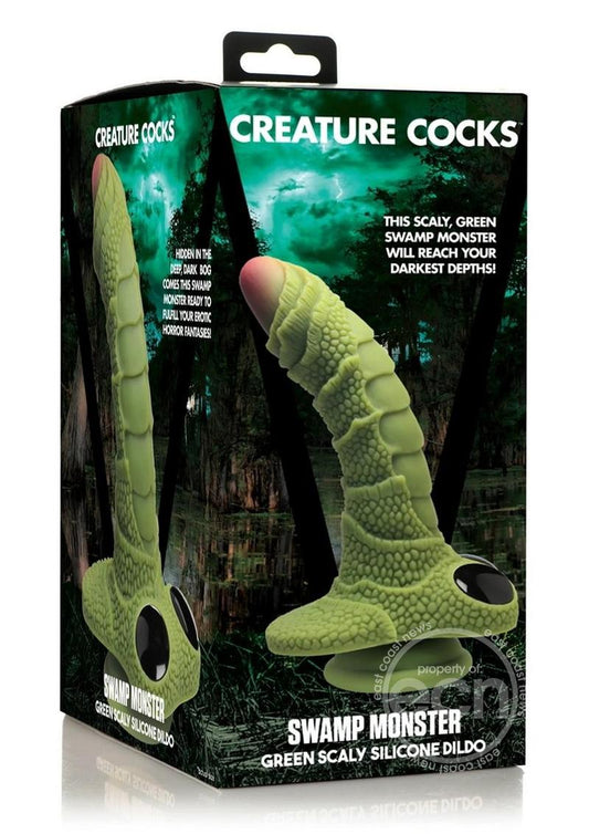 Creature Cocks Swamp Monster Green Scaly Silicone Dildo