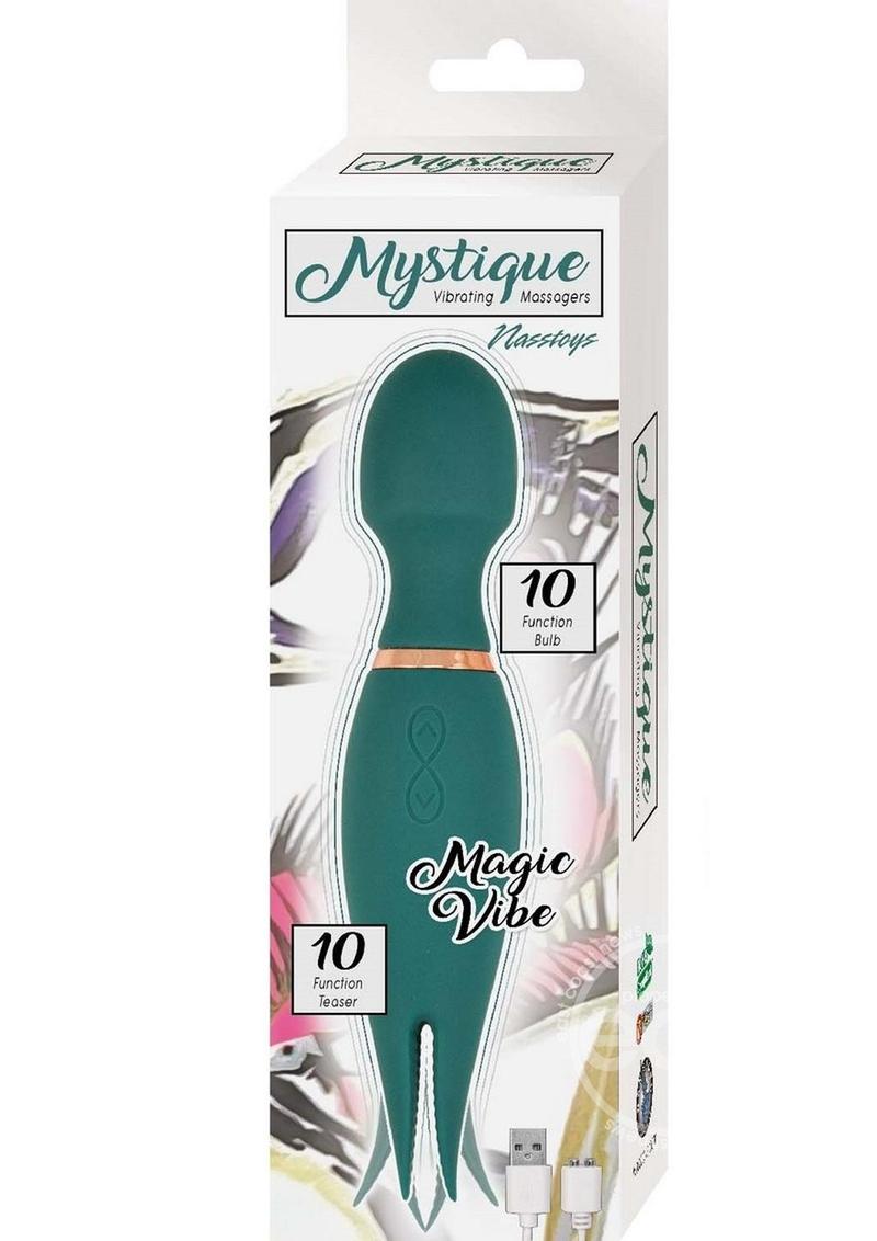 Nasstoys Mystique Magic Vibe Rechargeable Dual Ended Silicone Wand Vibrator Green