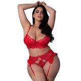 Magic Silk Sugar High Bra, Garter & Panty Set Red