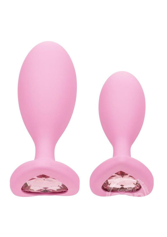 First Time Crystal Booty Duo Silicone Anal Plug (2 Pack) - Pink