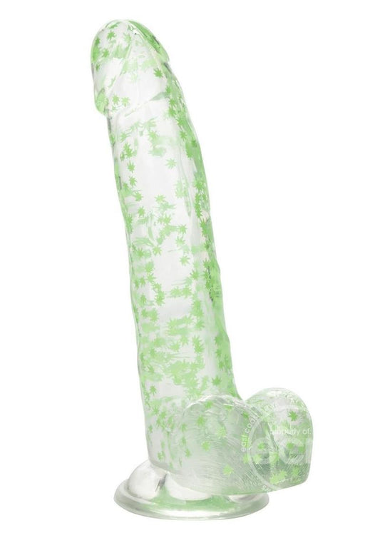 Naughty Bits I Leaf Dick Glow-in-The-Dark Weed Leaf Filled Dildo - Green