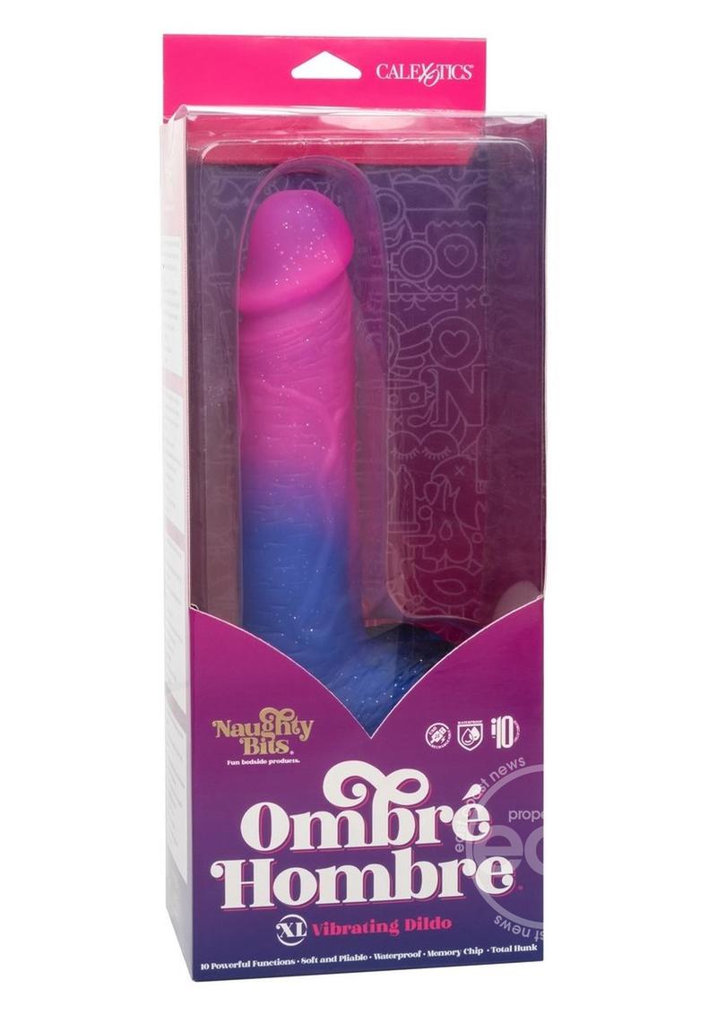 Naughty Bits Ombre Hombre XL Rechargeable Silicone Vibrating Dildo - Multicolor