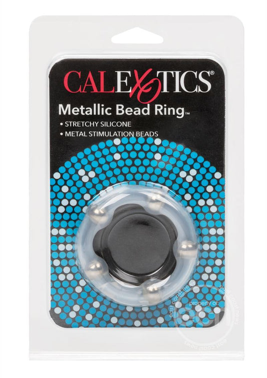 Metallic Bead Ring Silicone Cock Ring - Clear